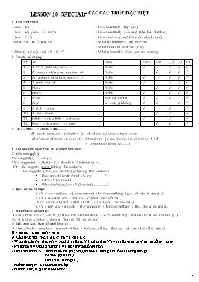 Tài liệu ôn thi THPT Quốc gia môn Tiếng Anh - Lesson 10 Special  Các cấu trúc đặc biệt